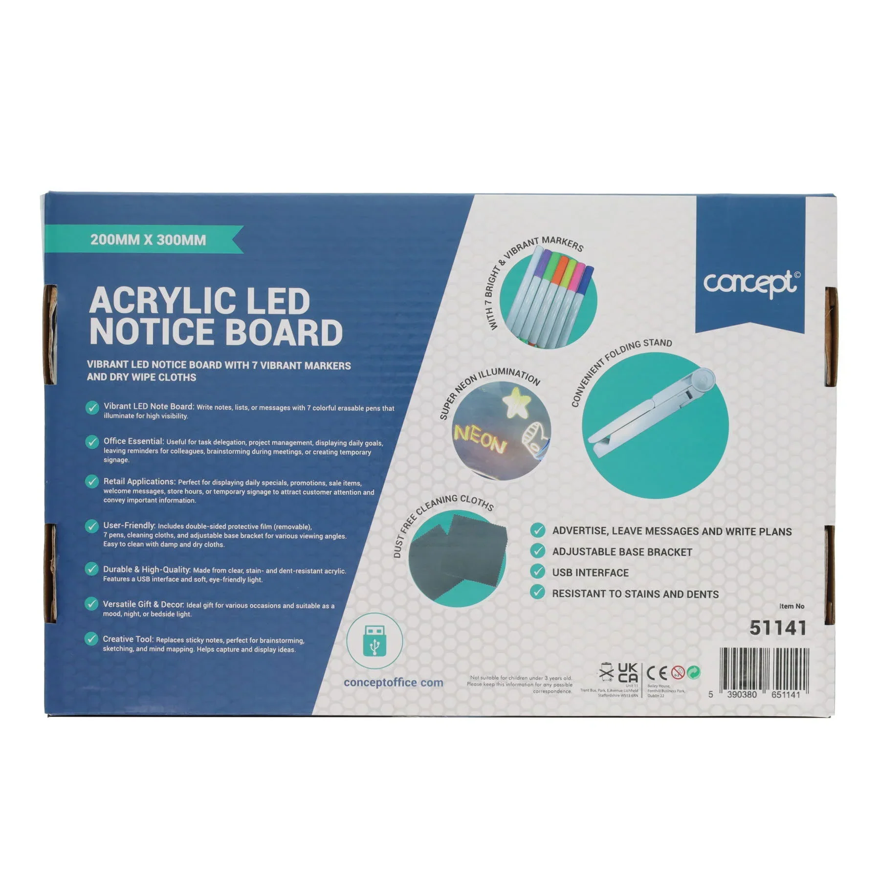Concept Acrylic LED Notice Board 200mmx300m - Image 4