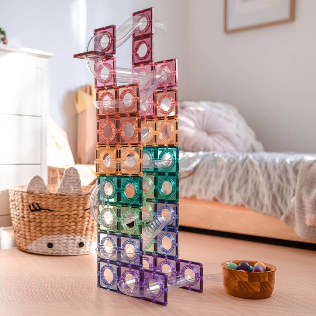 Connetix Magnetic Tiles 106 Piece Pastel Ball Run - Image 4