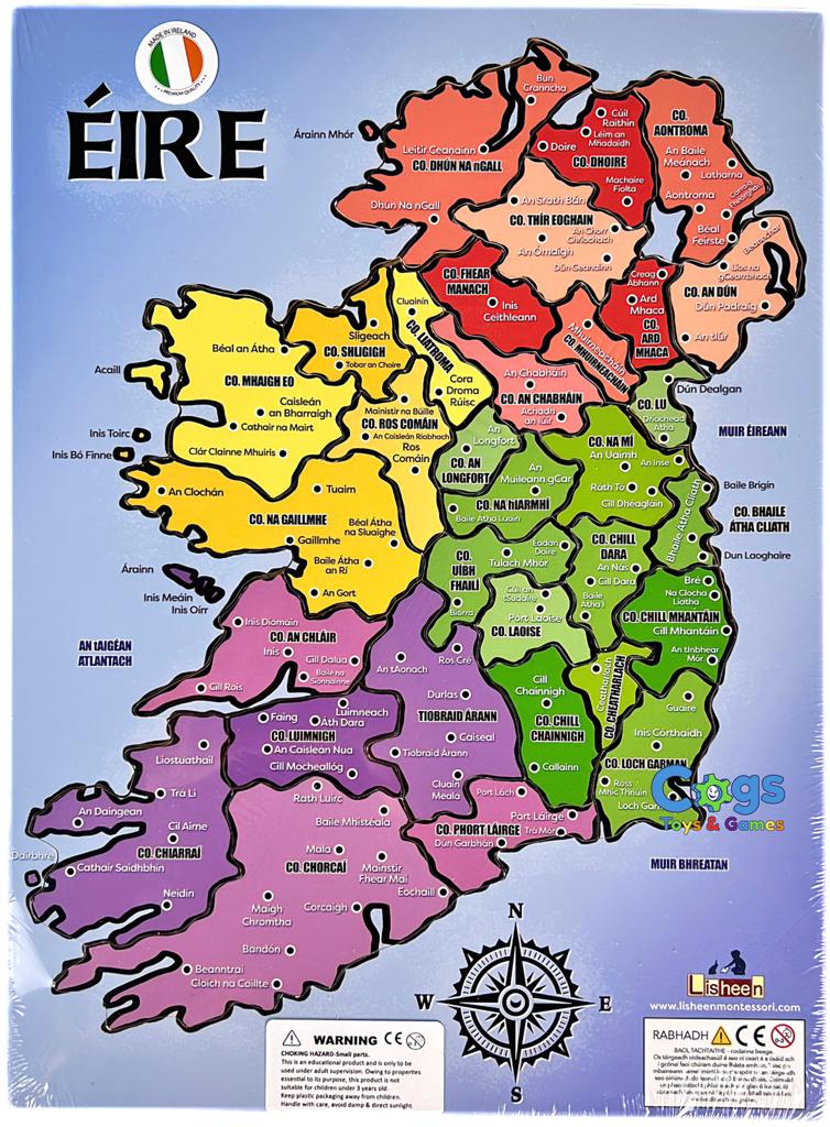 Éire - Counties of Ireland Wooden Jigsaw As Gaelige - Image 2