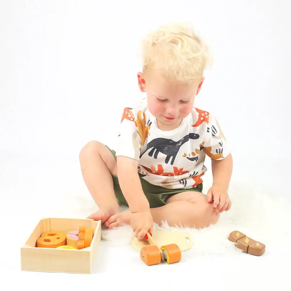 Cutting Bread and Pastries Crate Wooden Play Food - Image 2
