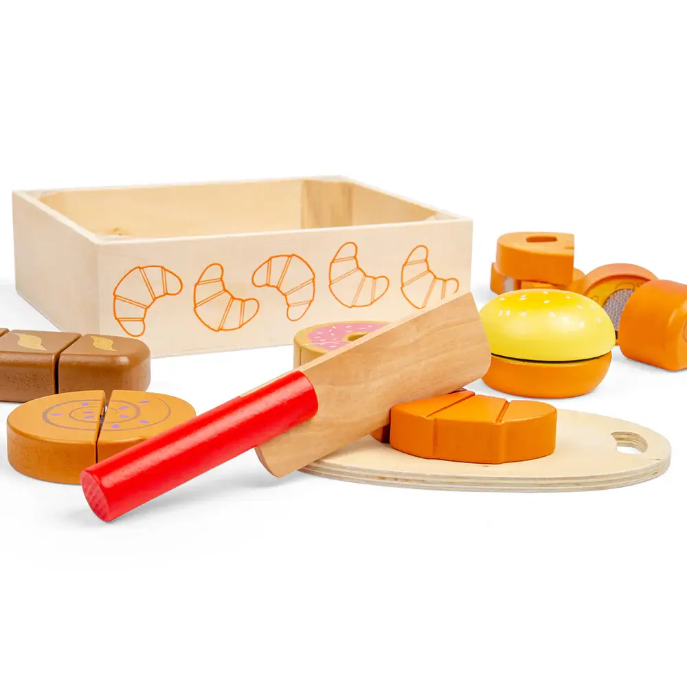 Cutting Bread and Pastries Crate Wooden Play Food - Image 3