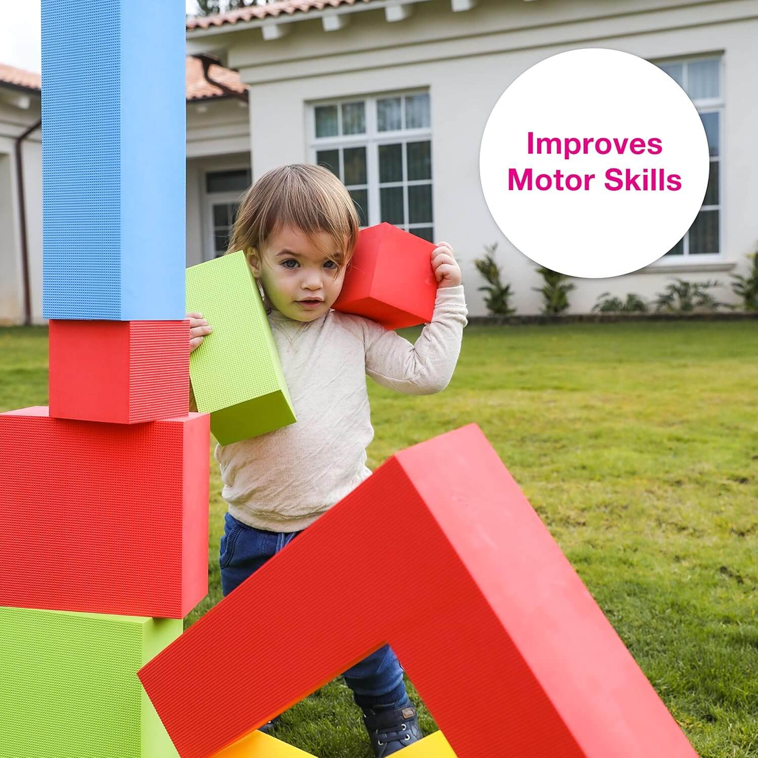 Edushape Giant Colour Edu-Blocks 16-Piece | Soft Foam Building Blocks - Image 2