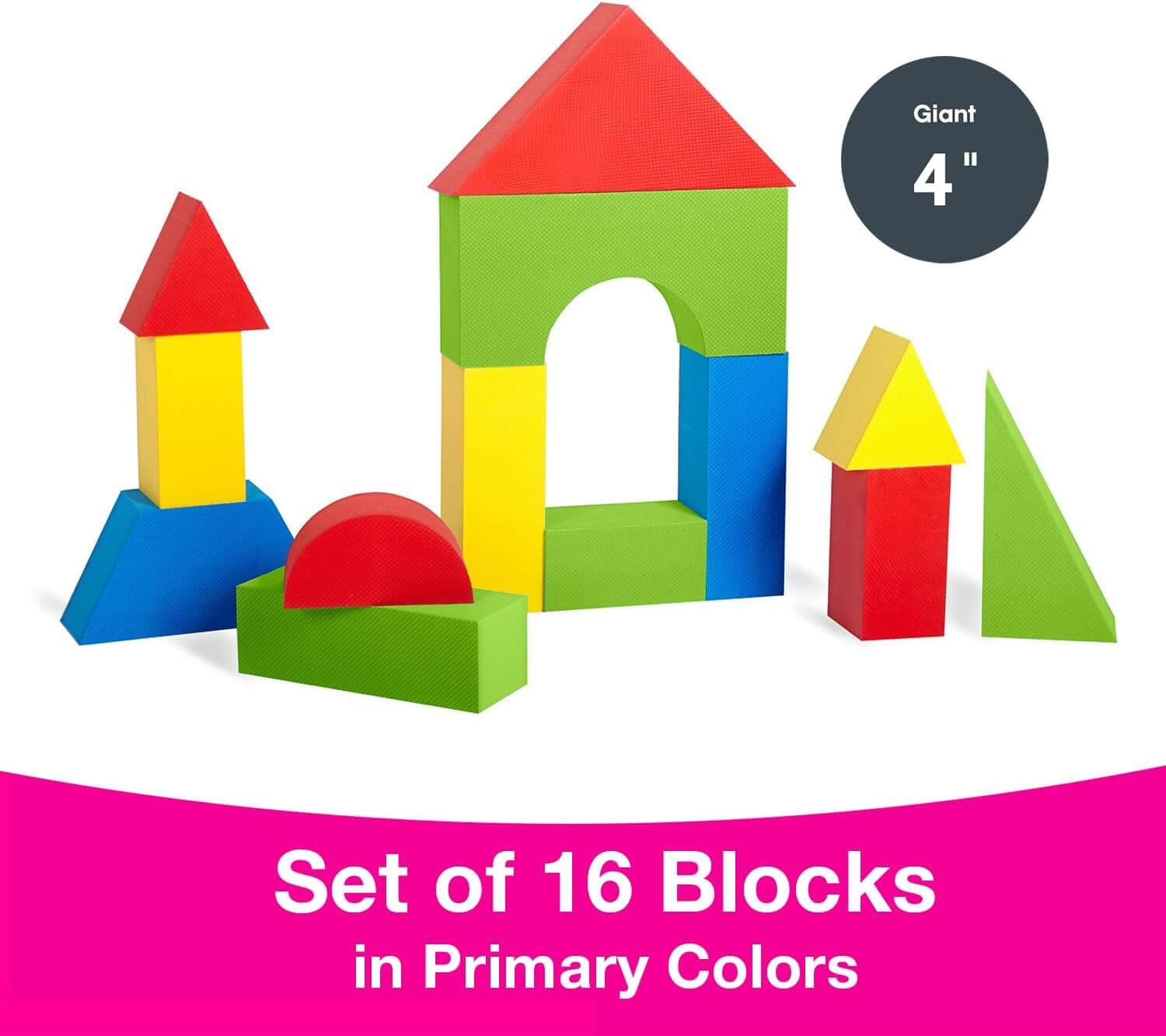 Edushape Giant Colour Edu-Blocks 16-Piece | Soft Foam Building Blocks - Image 5