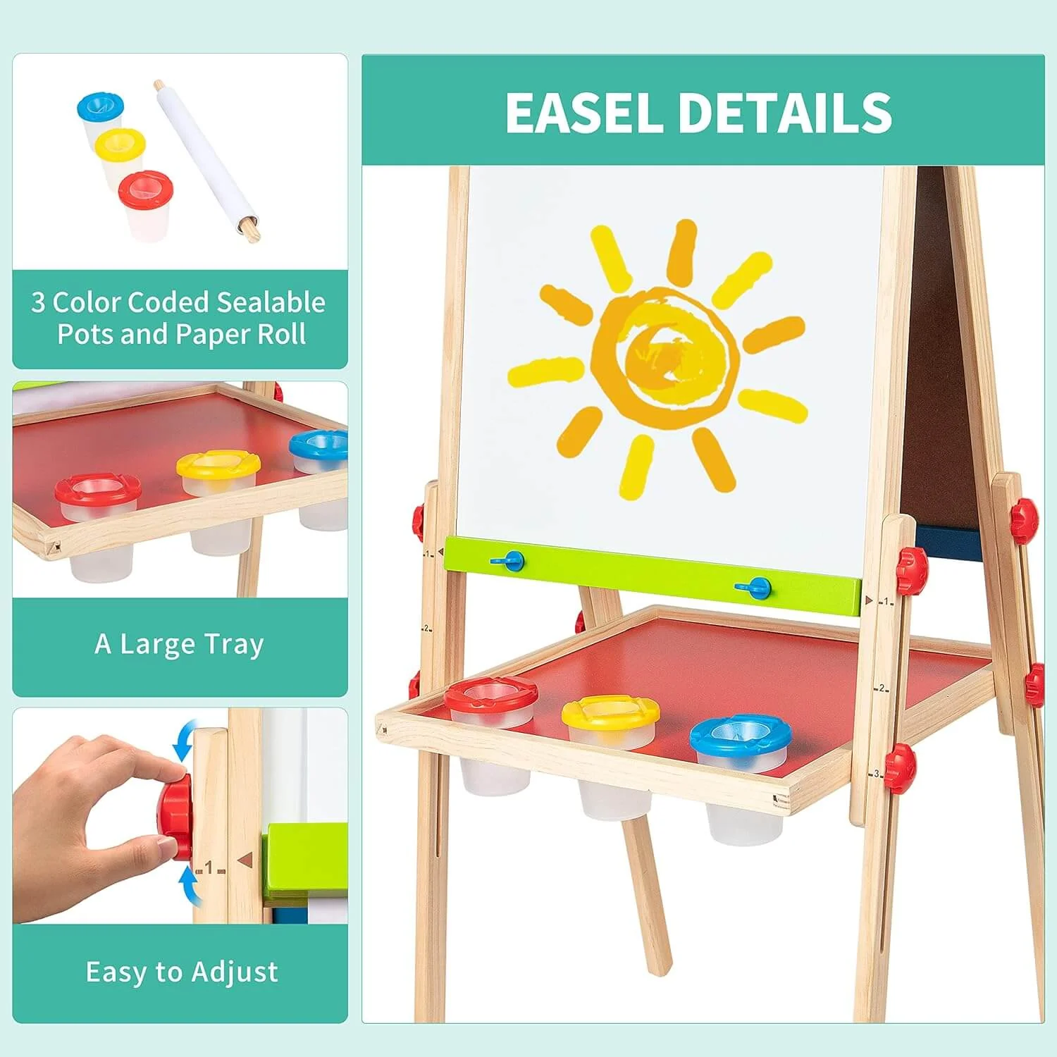 Hape All in 1 Easel Wooden Blackboard - Image 6