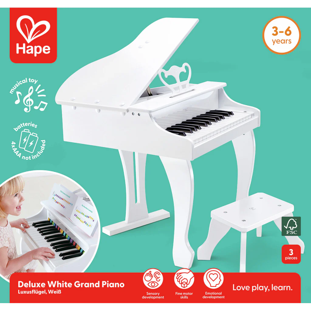 Hape Deluxe Grand Piano - White - Image 2