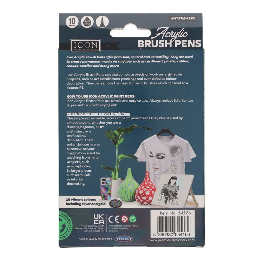 Icon Acrylic Brush Pens Pack of 10 - Image 3
