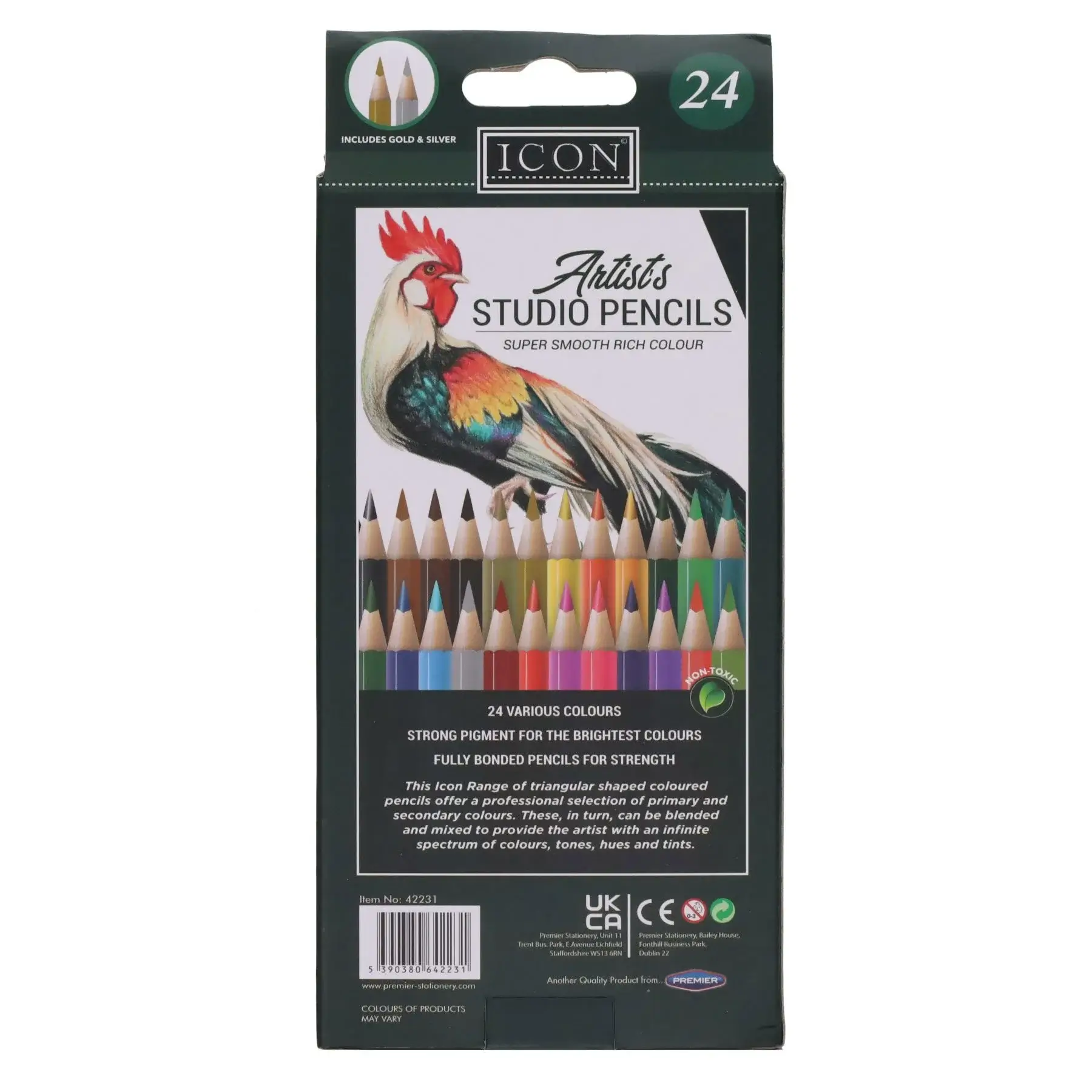 Icon Artists Studio Triangular Colouring Pencils – Pack of 24 - Image 2