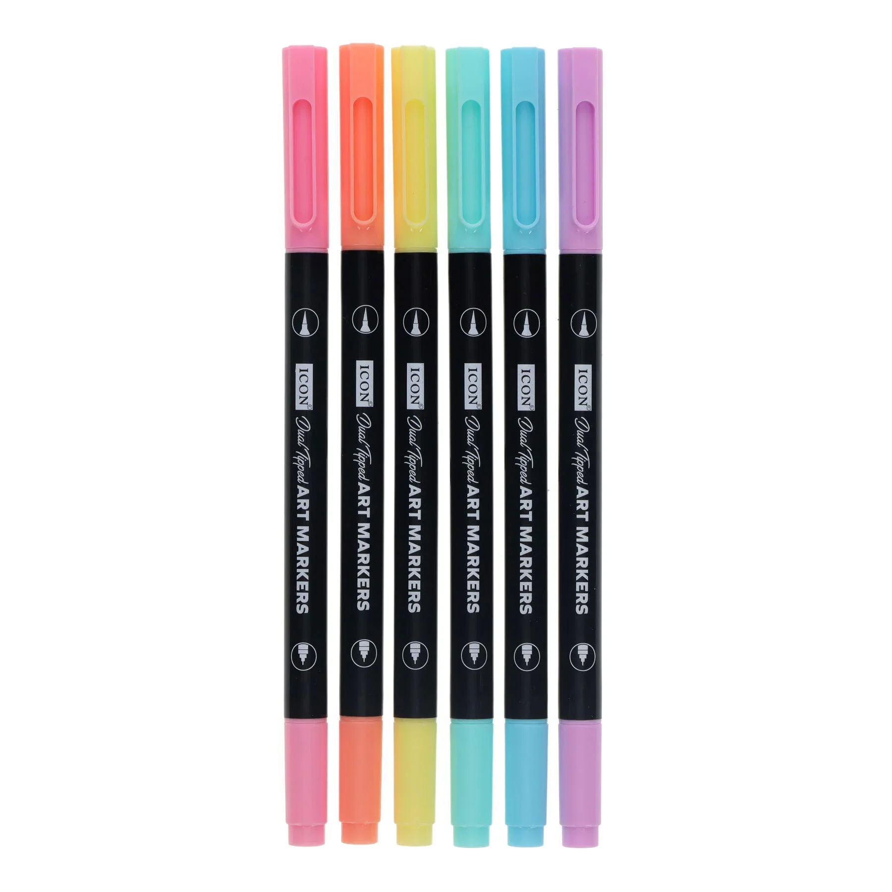 Icon Quick Drying Art Markers - Dual Tipped - Brush & Fine Point - Pastel - Pack Of 6 - Image 3