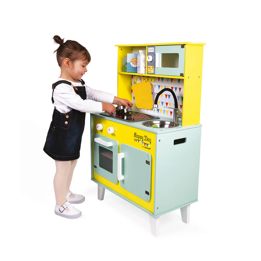 Janod - Big Kids Wooden Kitchen - Happy Day - Pretend Play Toy Kitchen - Age 3 + - Image 9