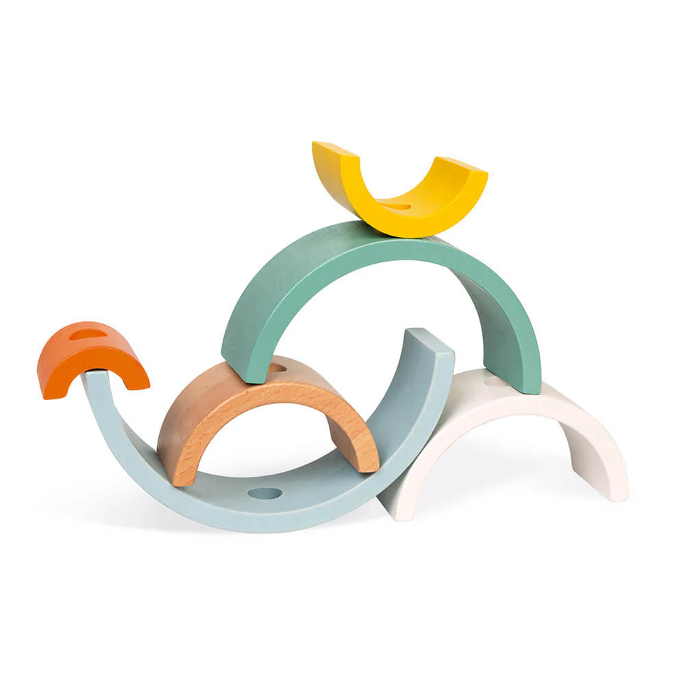 Janod Rainbow Turtle Stacking Arches and Pull Along Toy - Image 4