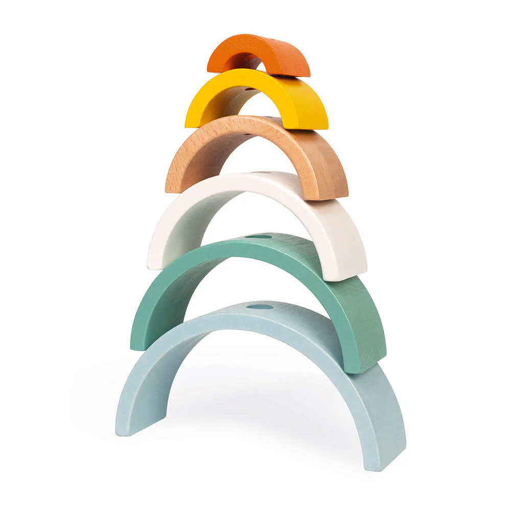 Janod Rainbow Turtle Stacking Arches and Pull Along Toy - Image 5
