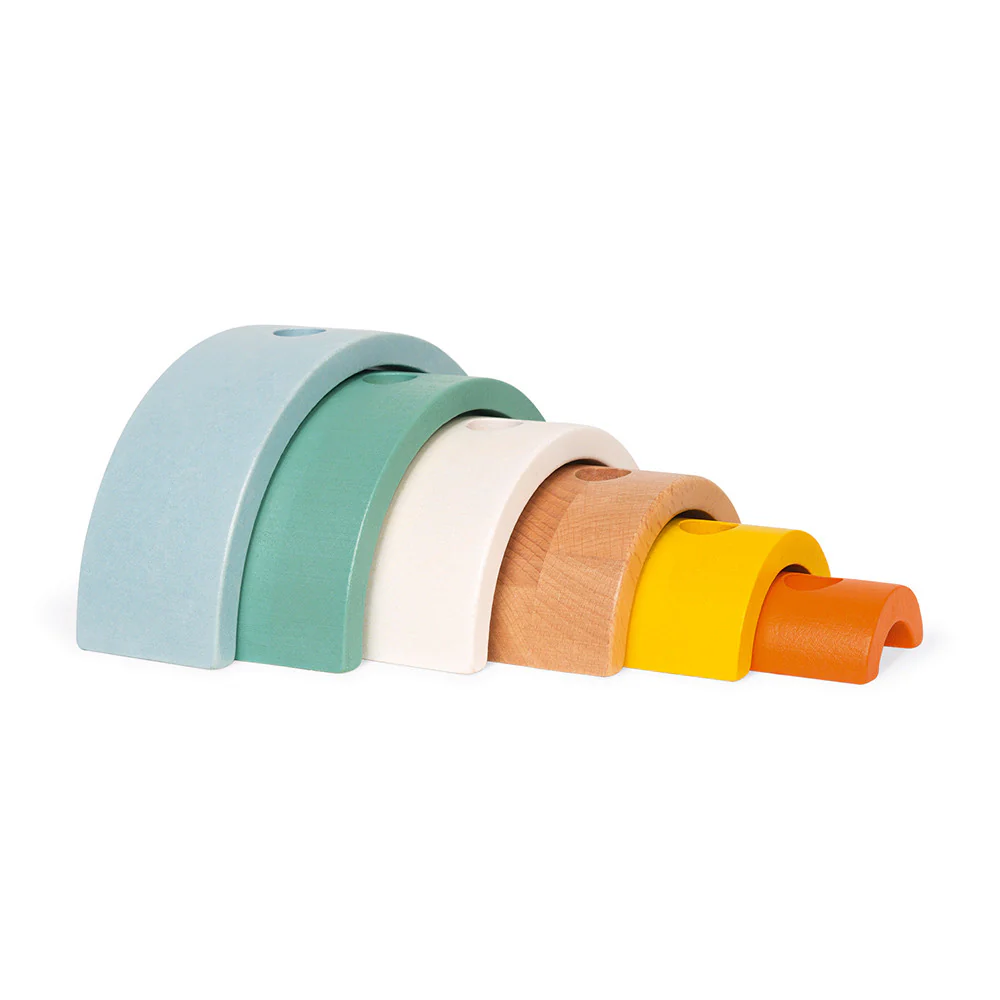 Janod Rainbow Turtle Stacking Arches and Pull Along Toy - Image 6