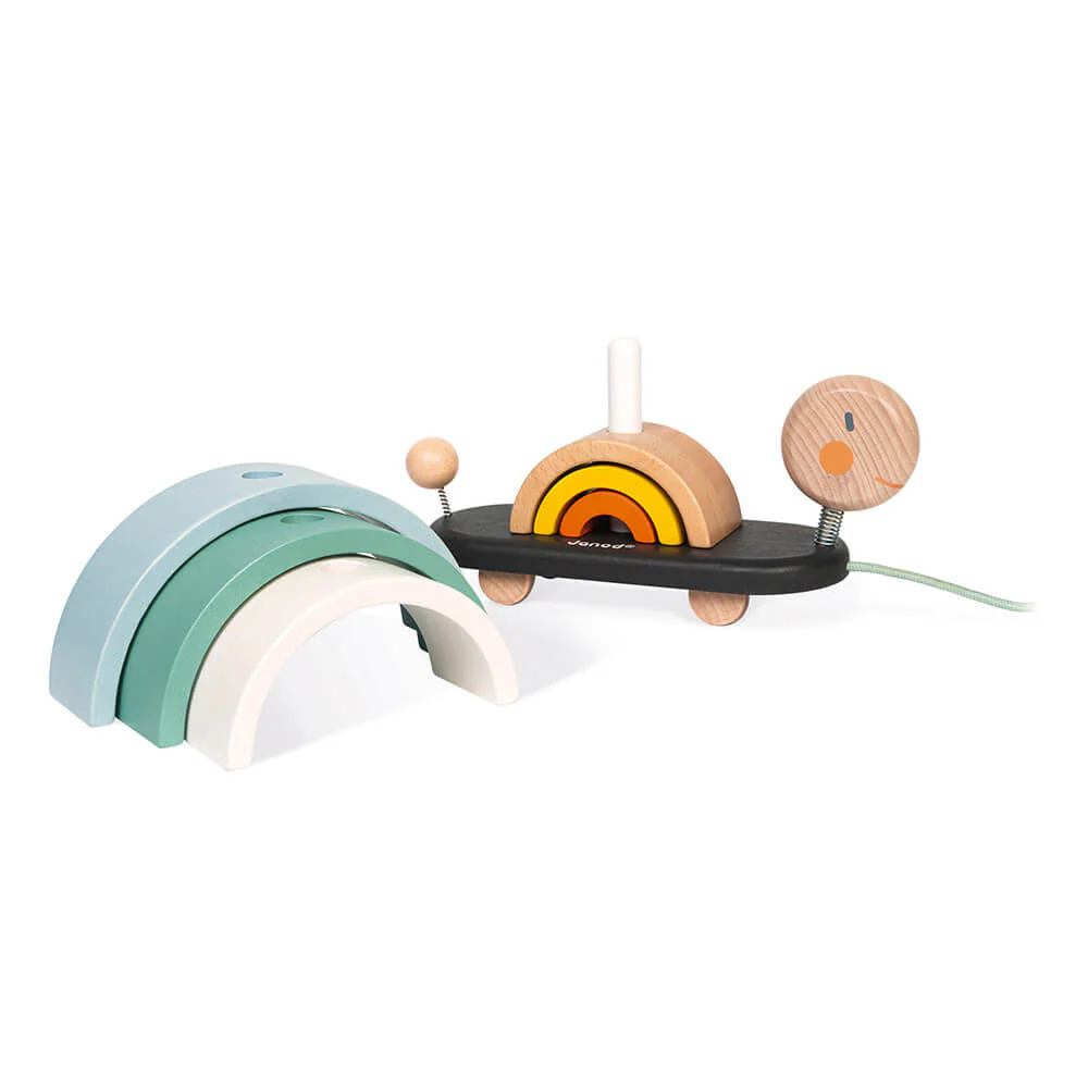 Janod Rainbow Turtle Stacking Arches and Pull Along Toy - Image 7