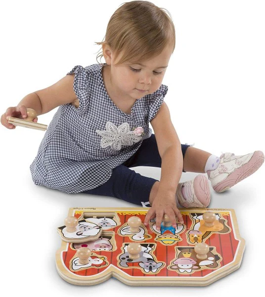 Melissa & Doug Farm Friends Large Wooden Peg Puzzle - Image 2