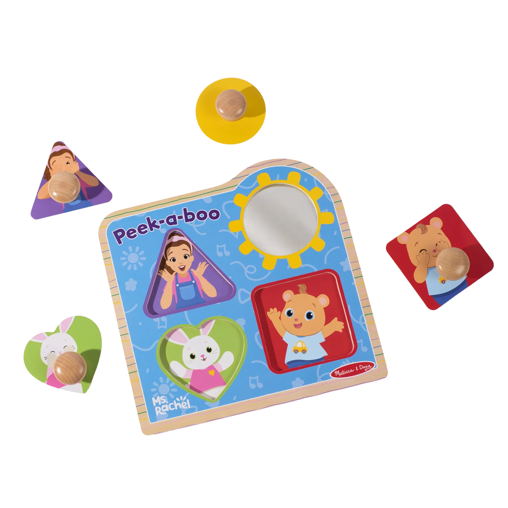Ms. Rachel Wooden Peek-A-Boo Jumbo Peg Puzzle - Image 3