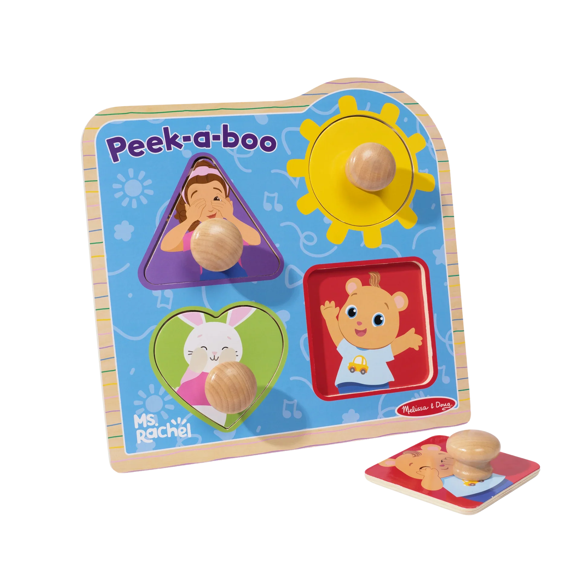 Ms. Rachel Wooden Peek-A-Boo Jumbo Peg Puzzle - Image 4