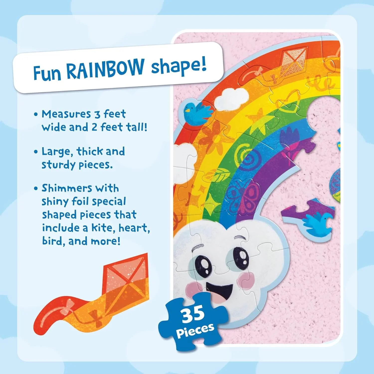 Peaceable Kingdom Shimmery Rainbow Floor Puzzle - 3 Feet Wide - 35 Pieces - Image 4