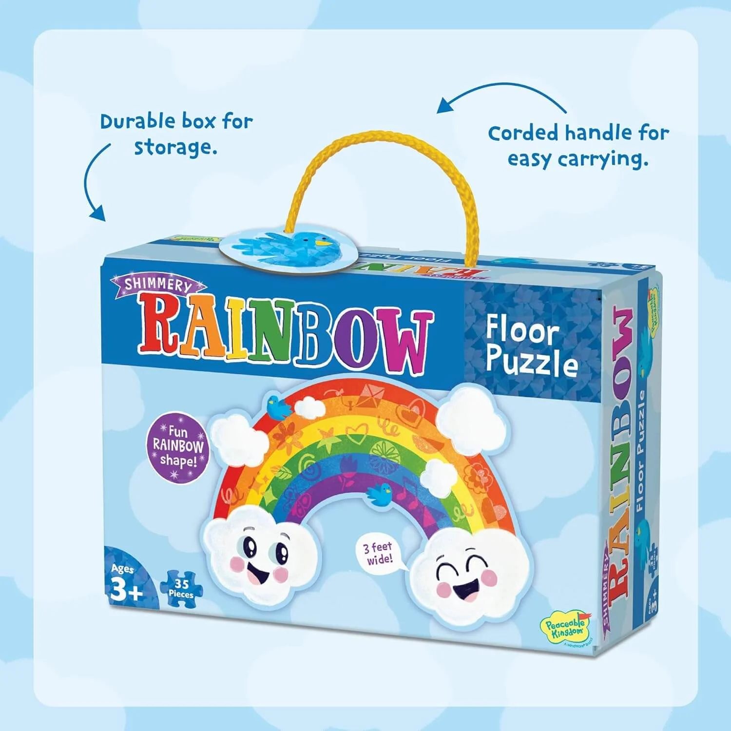 Peaceable Kingdom Shimmery Rainbow Floor Puzzle - 3 Feet Wide - 35 Pieces - Image 5