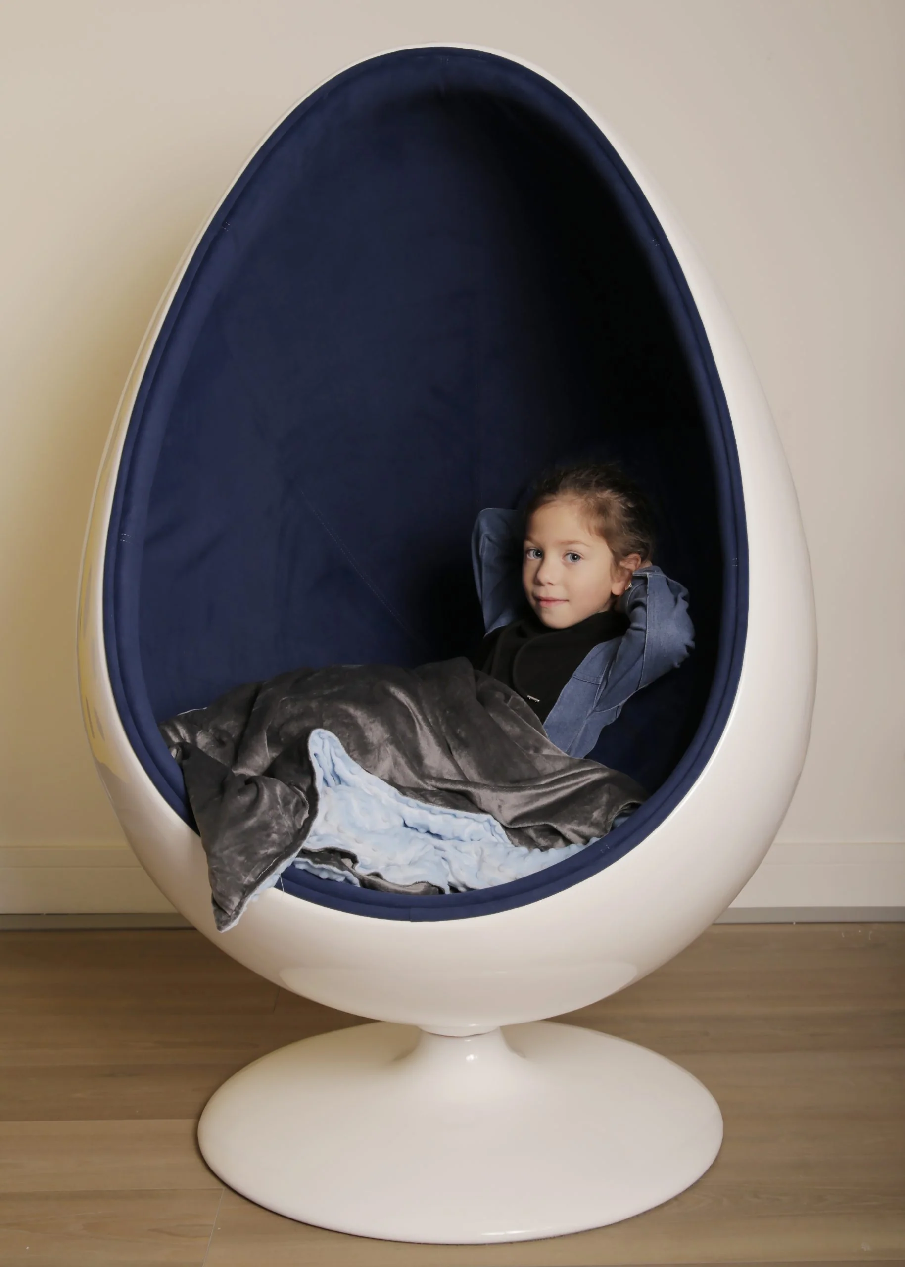 Pod Ball Chair Sensory Retro Egg Shape Blue - Image 4