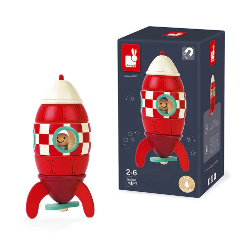 SMALL MAGNETIC ROCKET RED (WOOD) - Image 3