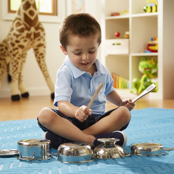 Stainless Steel Pots & Pans Play Set Melissa and Doug - Image 3