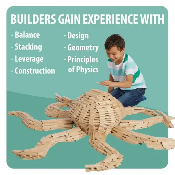STEM KEVA Maple 1,000 Plank Classroom Set with Wooden Storage Bin Primary School Engineering STEM SET - Image 3