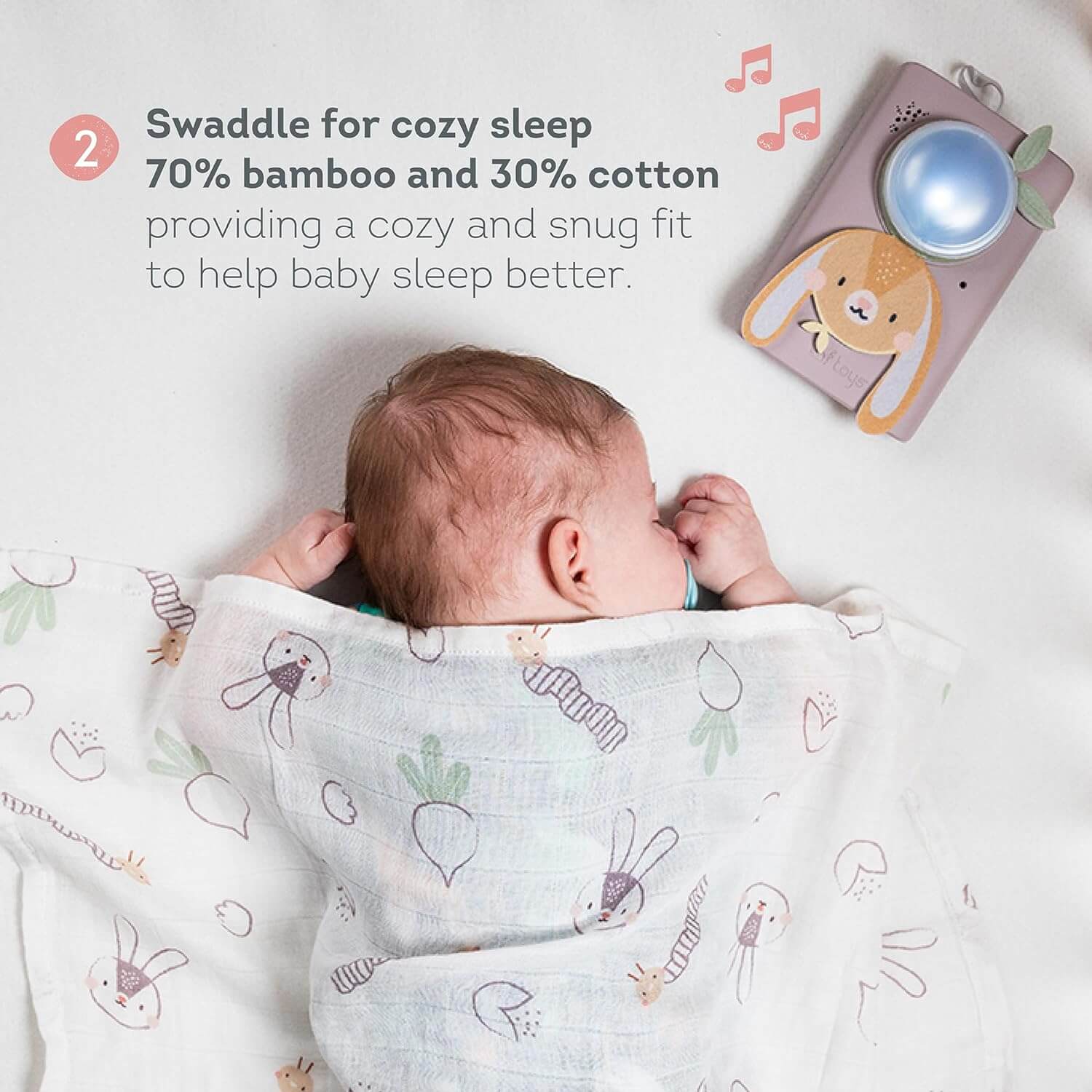 Baby Soothing Sound Machine with Cry Activated Sensor Bunny Soother and Swaddle Set - Image 6