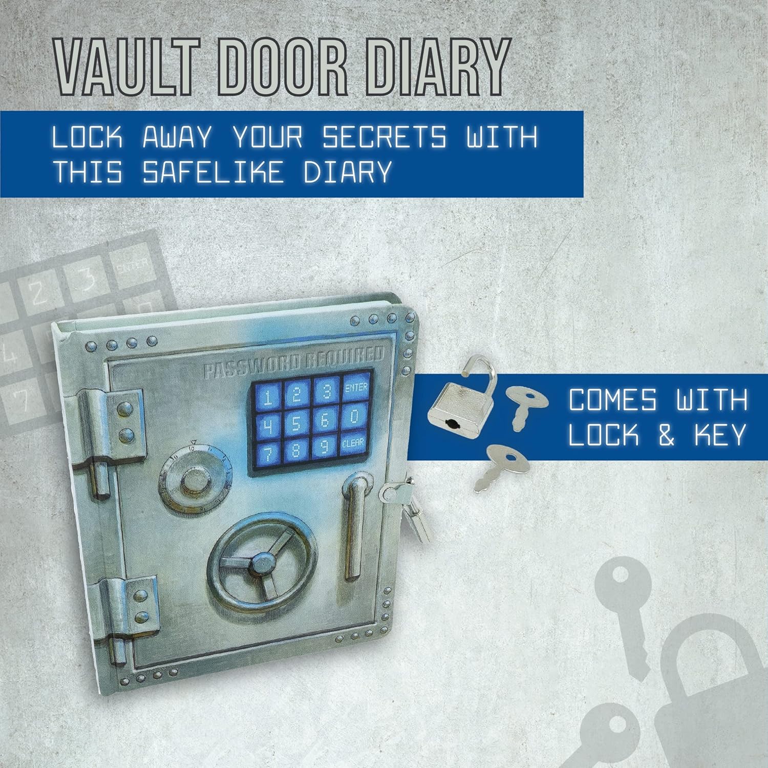 Vault Door Diary - 16cm Lock and Key - Image 2