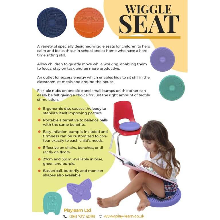 Wiggle Antimicrobial Seat Sensory Cushion – Blue 27cm – Flexible Alternative Seating – By Bouncyband - Image 2