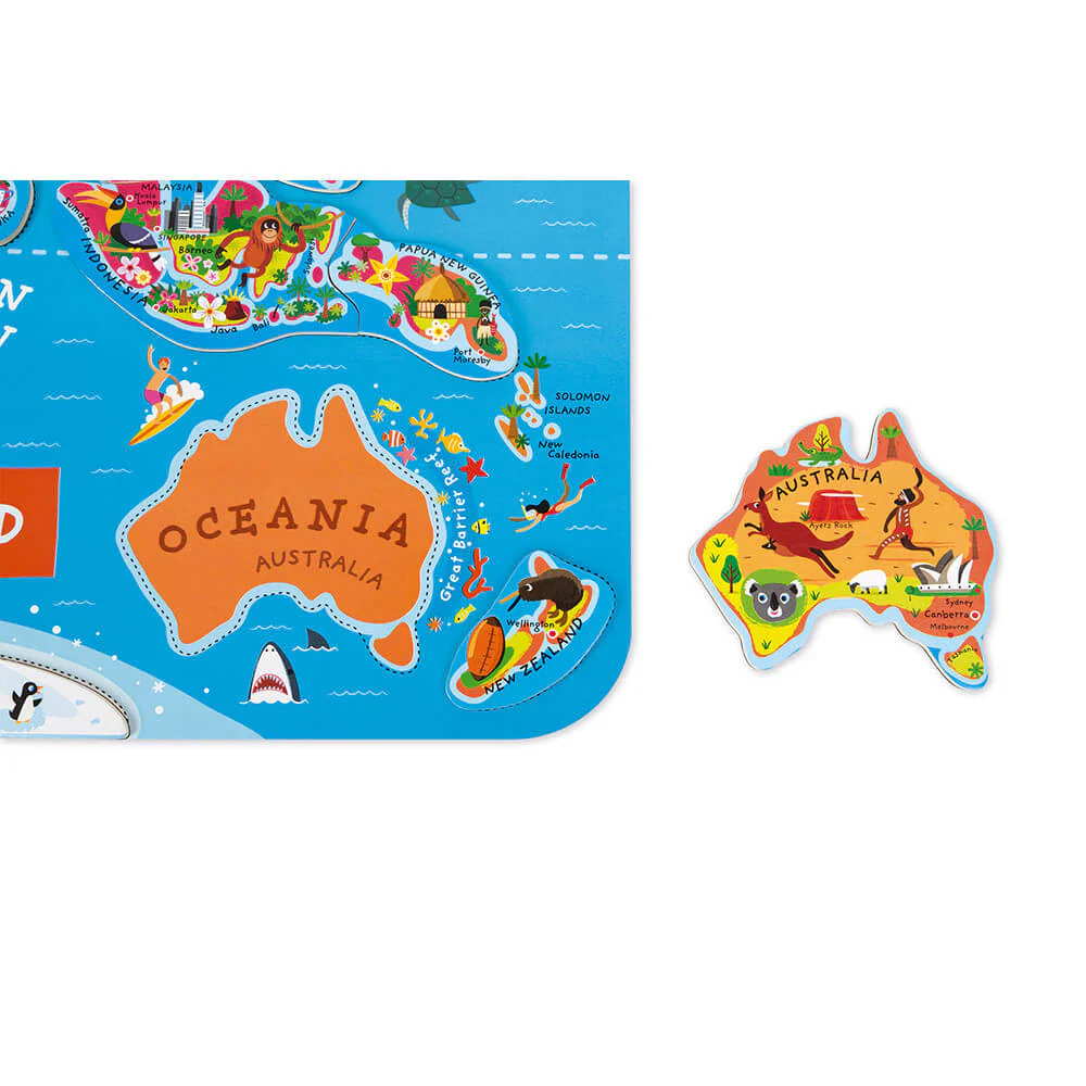 Wooden Magnetic World Puzzle Janod - Image 2