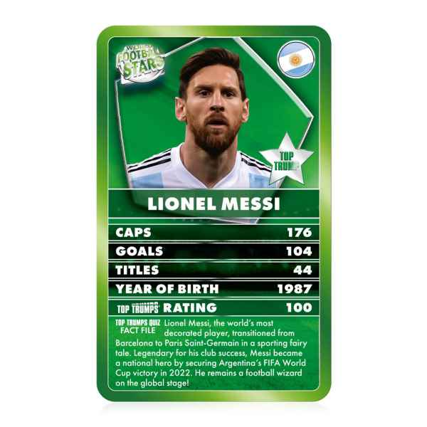 World Football Stars 2024 Green Top Trumps Card Game - Image 2