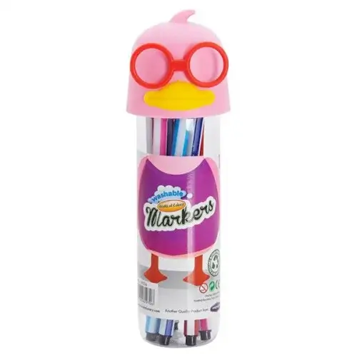 World of Colour Tub 12 Washable Felt Tip Markers – Duck Top - Image 2