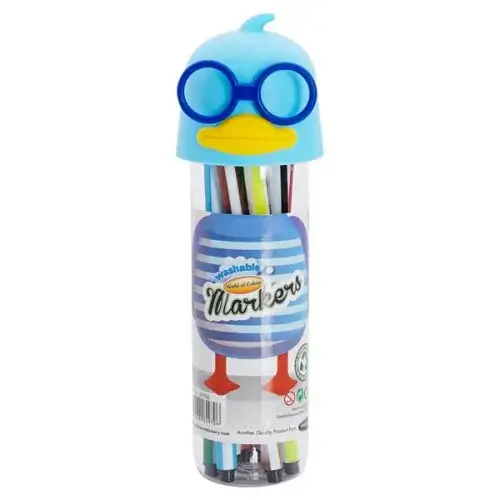 World of Colour Tub 12 Washable Felt Tip Markers – Duck Top - Image 4