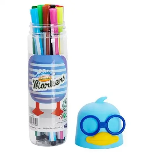 World of Colour Tub 12 Washable Felt Tip Markers – Duck Top - Image 5