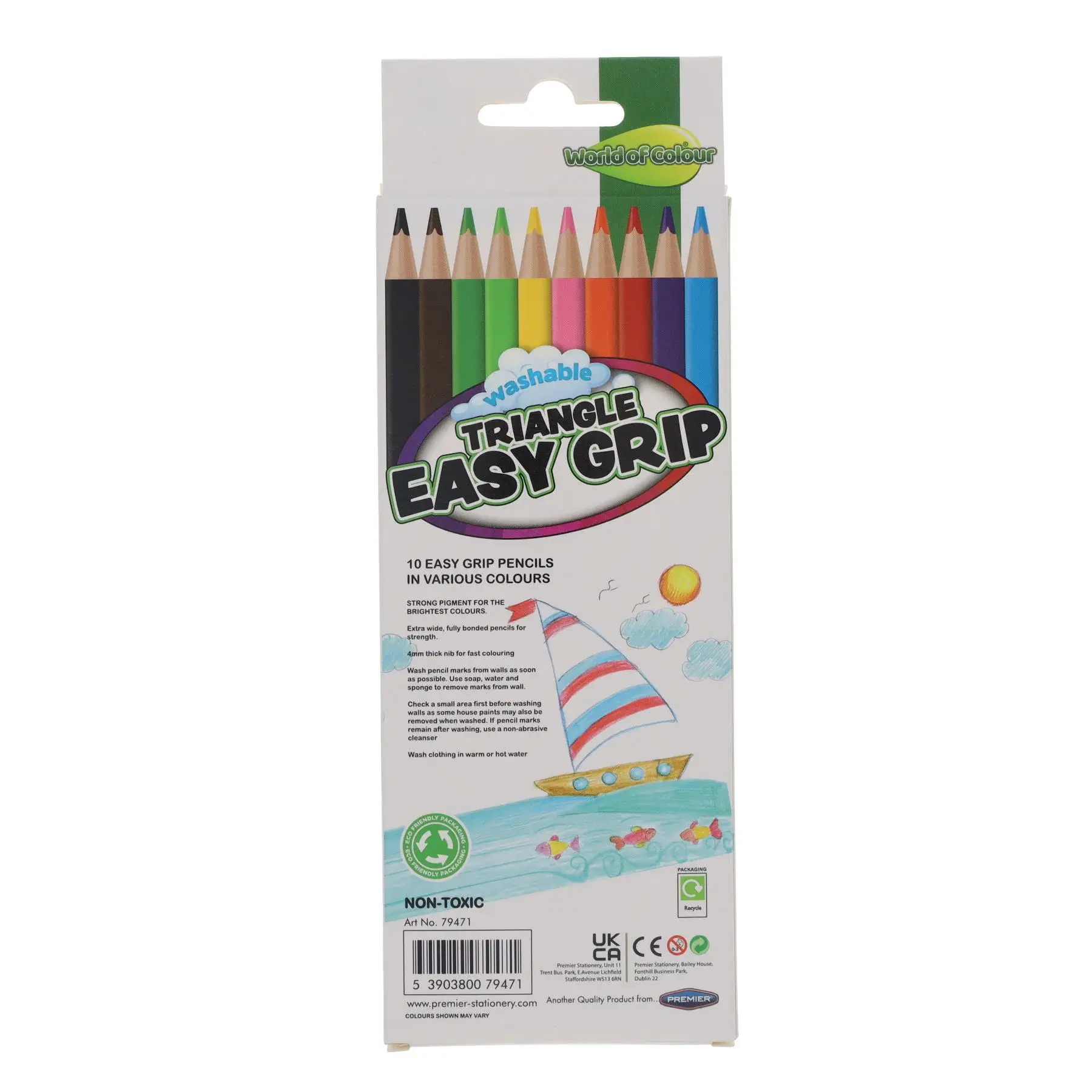 World of Colour Washable Triangle Easy Grip Pencils – Pack of 10 - Image 2